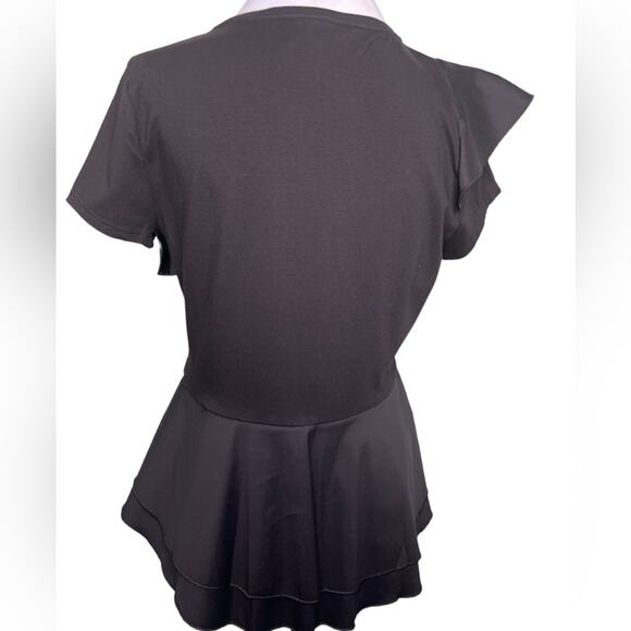 WHBM Black Ruffles Peplum Blouse Size M - Picture 9 of 11